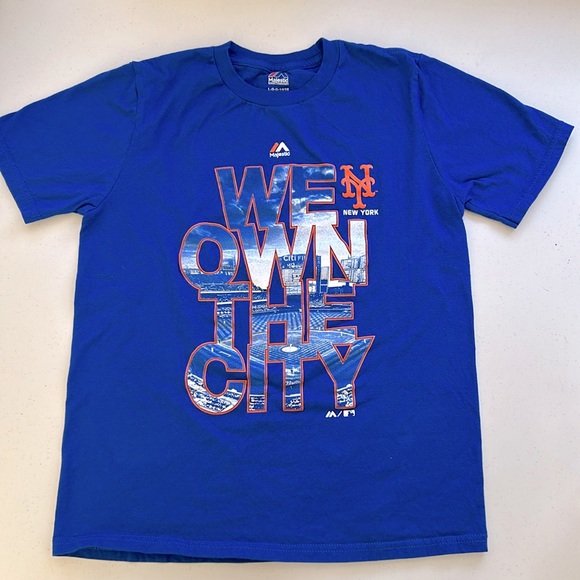 Majestic T shirt Boys Large Blue We own The City Graphic shirt - Picture 1 of 6